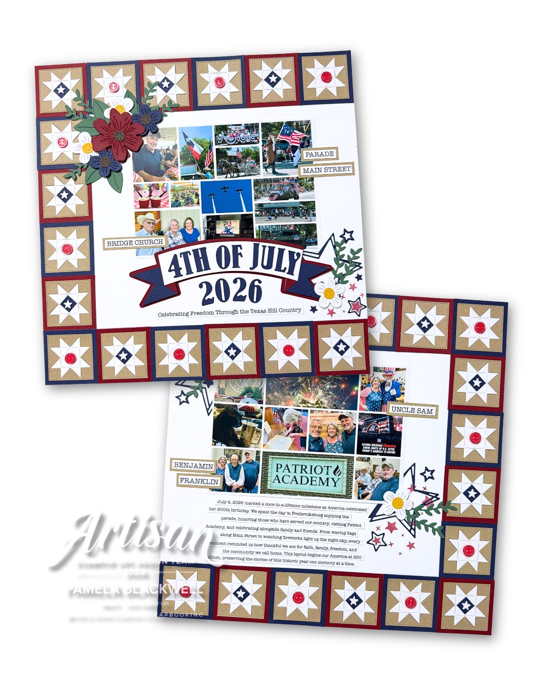 America 250 Scrapbook Layout with the Stitched Stocking Bundle