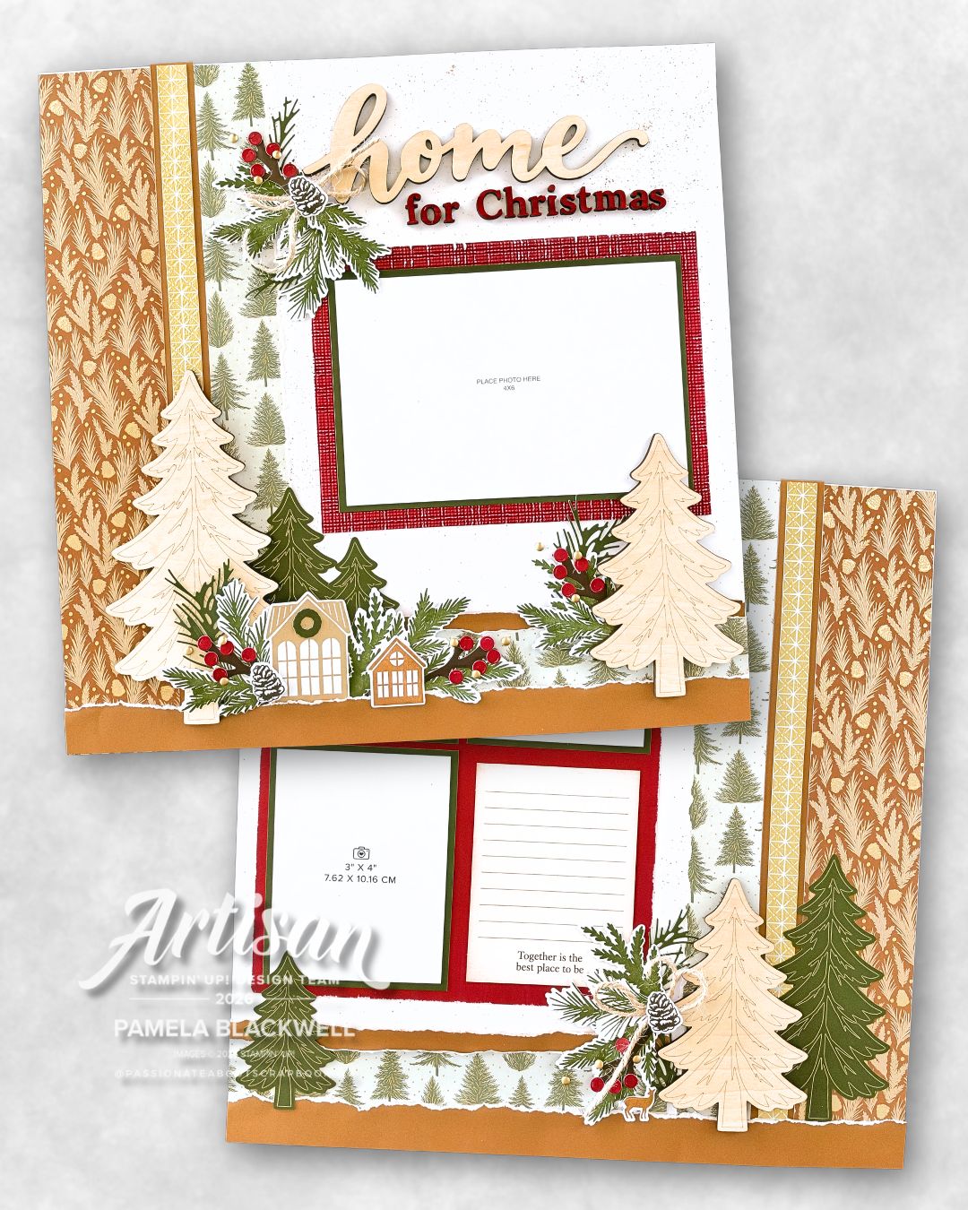 Home for Christmas: Neutral Noel Two-Page 12×12 Scrapbook Layout